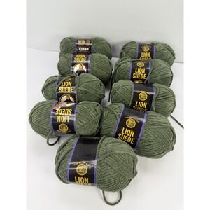 Lion Brand Suede Yarn Green Sage Polyester 5 Bulky 122 Yards Lot 9